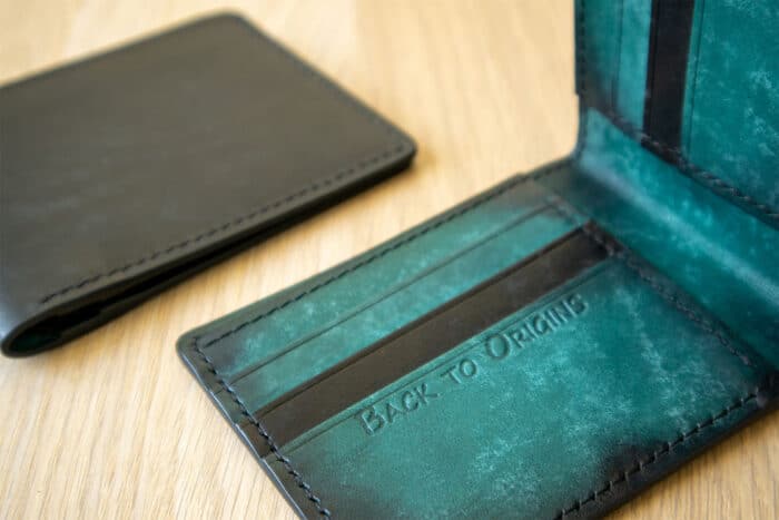 Portofel clasic Maya, interior turquoise patinat