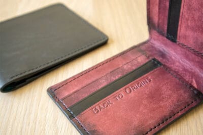 Portofel clasic Maya, interior bordeaux patinat